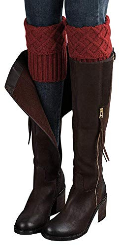 Good partner Legwarmer beinstulpen damen Stiefelstulpen Beinlinge Kurzstulpen (Weinrot)