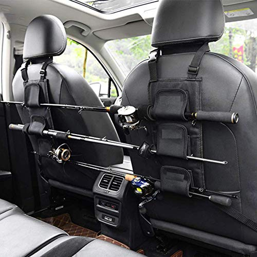 HAIMEN - Universal Angelrutenhalter - Verstellbar - Auto Rücksitz - mit Nylongurt