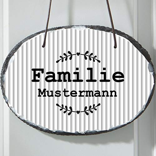 Manutextur Schiefer Türschild - mit Namen - viele Motive - Eingangsschild - Schiefertafel - individuell Bedruckt - personalisiert - persönliches Geschenk