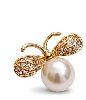 Broche en perles d'abeille dorée beaux vêtements fixes broche de col frais bijoux simples femme