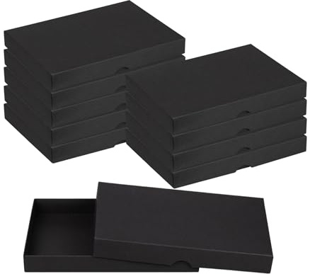 Natürlich verpacken Faltschachtel 15,5 x 23,5 x 2,5 cm, Schwarz, mit Deckel, Recyclingkarton - 10 Schachteln/Set