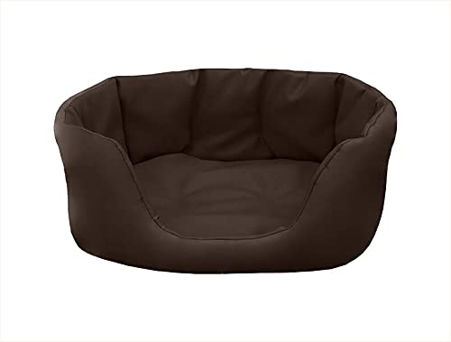 Juelle Hundebett aus Kunstleder, Bett für große Hunde, flauschiges Hundekissen, Sofa Paris S-XL (120 x 90 cm, Dunkelbraun)