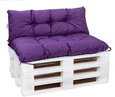Set di cuscini per pallet, impermeabili, per esterni, 120 x 60 + 120 x 40 cm, schienale, viola)