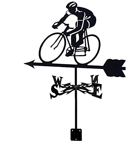 JESSAH Wetterfahne Fox Wetterfahne Radfahrer Fahrrad Wetterhahn Richtungsanzeige Retro Szene Garten Wetterfahne Messwerkzeuge Korrosionsbeständig und langlebig