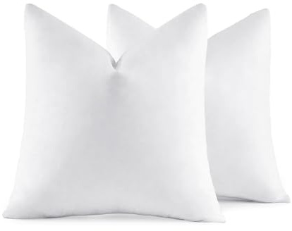 MIULEE 22x22 Pillow Inserts,Set of 2 Down Feather Throw Pillows for Couch Sofa Bed, Decorative Fluffy Throw Pillow Inserts Cotton Fabric,White
