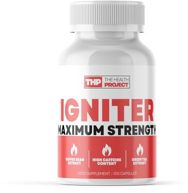 The Health Project Ultimate Igniter Maximum Strength Fat Burner | Weight Management | Green Tea Extract | High Caffeine Content | 100 Capsules | 50 Servings