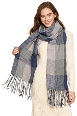 Fröken Lulu kashmirhalsduk för kvinnor – eleganta pashminasjalar och sjalar, varma och omtänksamma presenter till kvinnor, Grå, one size