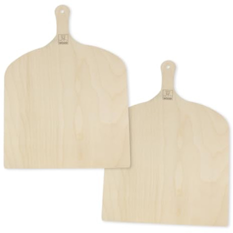 Pala Pizza, Pala Per Pizza in Legno 100% Betulla, 41.5x29.5x0.6, Maxi Resistenza e Grip, Tagliere Pizza Forno, Made in Italy (2 Pezzi)