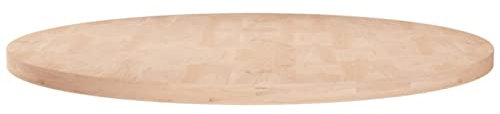Mengtu Runde Tischplatte Schreibtischplatte Ersatztischplatte Tischplatte Ersatztei Holzplatte Möbel für Couchtisch Esstisch Gartentisch Ø80x2,5 cm Unbehandeltes Massivholz Eiche Gartenmöbel