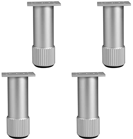 RWRAPS Möbelbeine, höhenverstellbare Schrankbeine, Tischbeine, Möbelbeine, Aluminiumlegierung, höhenverstellbar 1,2 cm, mit Edelstahlschrauben, 10 cm (3,94 Zoll)