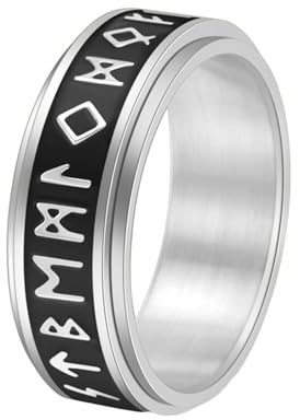 Stfery Edelstahlringe Herren, 8mm Silber Ringe Drehring Hochzeitsringe Herren