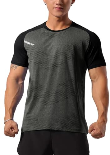 GYMAPE Homme T-Shirts Gym Aktives Laufen Schnelltrocknen Gris L