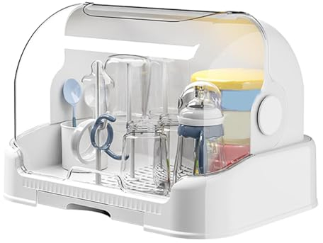 Genérico Soporte para Biberones de Bebé con Escurridor - Estante de Secado y Caja de Almacenamiento para Niños Pequeños