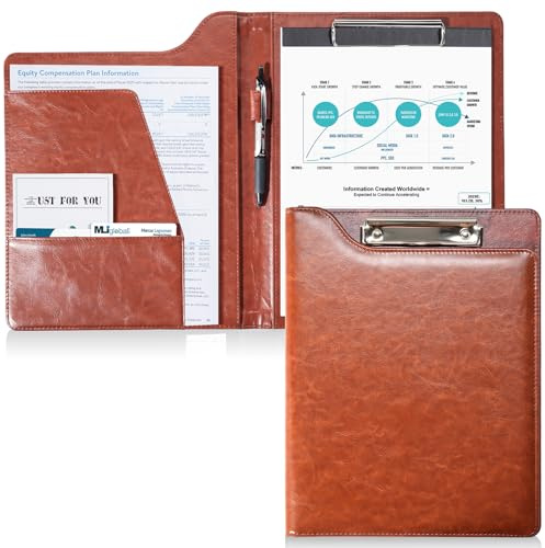 ProCase A4 Konferenzmappe PU Leder Aktentasche Organizer, A4-Notebook-Stil Konferenzmappe Visitenkartenhalter Aktentasche Geschäftsunterlagen Schreibmappe - Braun
