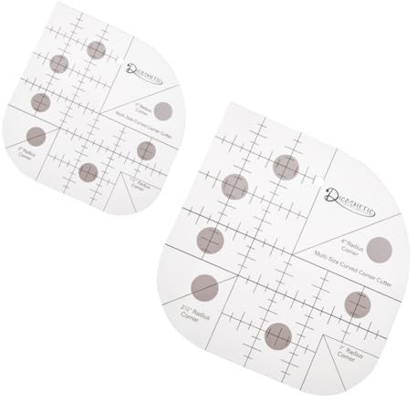 DICOSMETIC 2 Stile Gebogener Ecken Lineal 2 Stück Acryl Quilt Lineale Nähen Patchwork Lineal Multifunktionaler Transparenter Stoff Lineal Für Bastelprojekte DIY Nähen