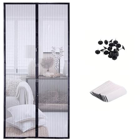 EKalgretrA Magnet Fliegengitter 1pc Tür Bildschirm Sommer Vorhänge Net Automatische Schließen Tür Bildschirm Küche Vorhänge(Black,120 x 210cm)