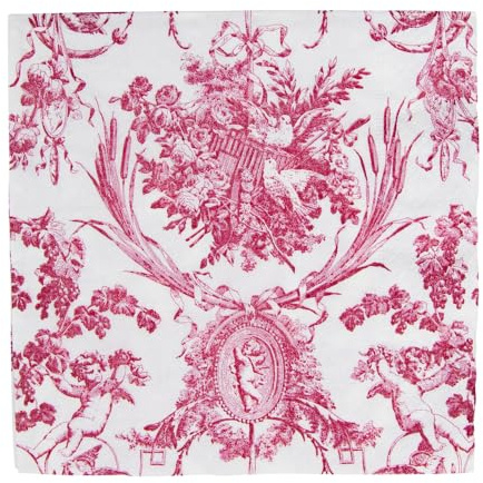 Caspari Romantische Toile Rose Lunch-Servietten, 20 Stück pro Packung