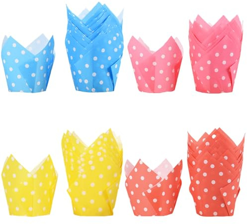 200 pirottini per muffin a tulipano, per muffin, per cuocere pirottini usa e getta resistenti al calore, per feste di compleanno, Natale, feste di compleanno e muffin