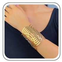 Inilbran Vintage Manschette Armreif Armband Offen Breit Draht Armbänder Handgelenk Manschette Wrap Armband Chunky Arm Manschette Oberen Punk Breite Manschette Armreif Für Frauen (gold)