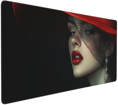 Gaming Mauspad XXL sexy Mousepad 1000x500x4mm Frau Verlängertes Mauspad Schreibtischauflage,Genähte Kanten Mauspad,Verbessert Präzision und Geschwindigkeit Wasserdicht Geeignet für Büro und Spiele