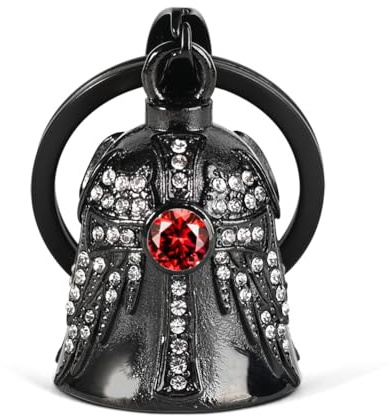 Campanello Guardiano con Ali d'Angelo per Motocicletta: Campanello Gremlin Incrociato per Motocicletta, Birthstone Portachiavi, Accessori per Motocicletta, Regalo Portafortuna per Uomo e Donna