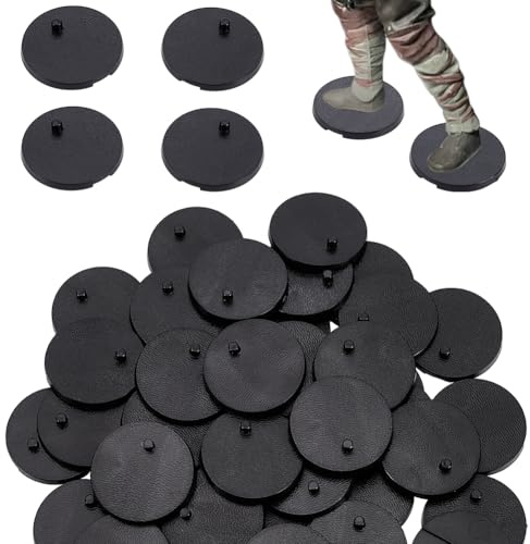 FINGERINSPIRE 50 schwarze Kunststoff-Ständer, 31,5 mm, Modellständer, Ständer mit Heringen, Actionfigurenständer, runde Kunststoff-Modellsockel, Figuren-Präsentationsständer für die meisten 15,2 cm