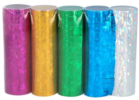 Boland 42029 - Serpentinas metálicas holográficas, 5 rollos con 18 cada uno para decoración de fiestas o cumpleaños