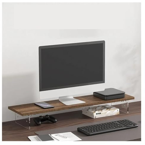 MVAVE Supporto per Monitor da scrivania Acrylic Material Cloth Raised Stand Office Desktop Storage Stand for Computer Monitor Screen Desktop Monitor Stand(Brown-A)
