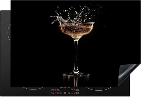 KitchenYeah© Protection Plaque Cuisson Deco Cuisine Cache Induction 78x52 cm Protège Pour Cuisiniere Protection Cocktail - Noir - Splashes - Verre