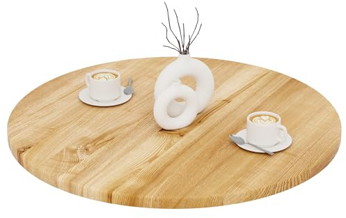 LAMO Manufaktur Tischplatte rund 80 cm aus Naturholz | Holzplatte für Esstisch, Küchentisch, Bistrotisch, Bartisch | Stärke: 28 mm | Farbe: Rustikal