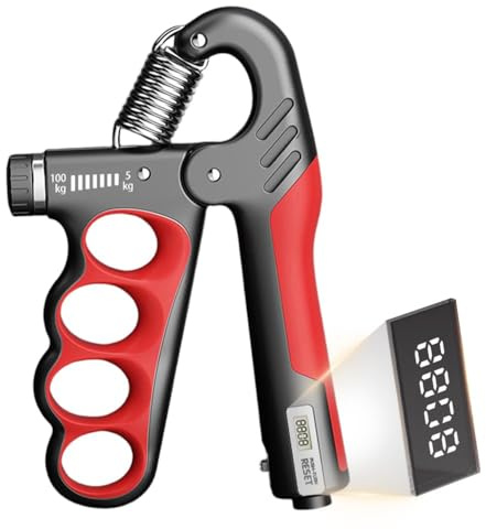 Handtrainer Unterarmtrainer, Griffkraft Trainer mit Elektronische Zählfunktion, Grip Strength Trainer Einstellbarer Widerstand 5-100kg, Unterarm Trainingsgerät, Fingertrainer für Den Muskelaufbau (B)
