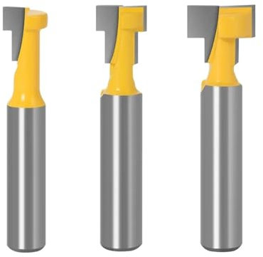 Lot de 3 Fraises à Tige de 8 mm for Sculpture sur Bois, Fraises à rainurer en T, Jeu de Fraises for Trou de Serrure, Boulon Hexagonal, Fraises à rainurer en T for Bois