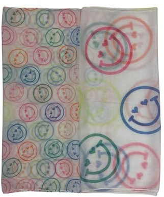 Walniverse Loop Schal Damen Dünn mit Smiley-Motiv - Leichter Seidiger Schlauchschal für Frühling Sommer Herbst, 180x50cm