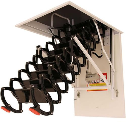 Generico Scala Telescopica a Soffitto Elettrica Scala Pieghevole a Scomparsa per Soffitta Interna con Telecomando Scale a Soppalco per Soffitta a Soffitto Retrattile Pieghevole,80x120cm,High 200cm