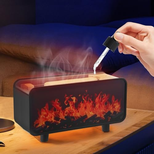 Diffusore di aromi con fiamma a LED per camino, Diffusore di aromi a ultrasuoni da 230 ml, 7 colori, spegnimento automatico mancanza d'acqua, umidificatore per aromaterapia per camera da letto uffici