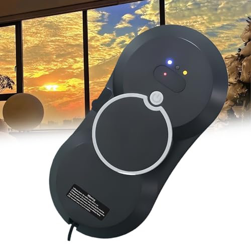 Smart Window Cleaning Robot, Electric Window Cleaner Automatic Dual Water Spray Systems with Intelligent Path Planning, Edge Detection Technology and Remote Control for All Smooth Floors black