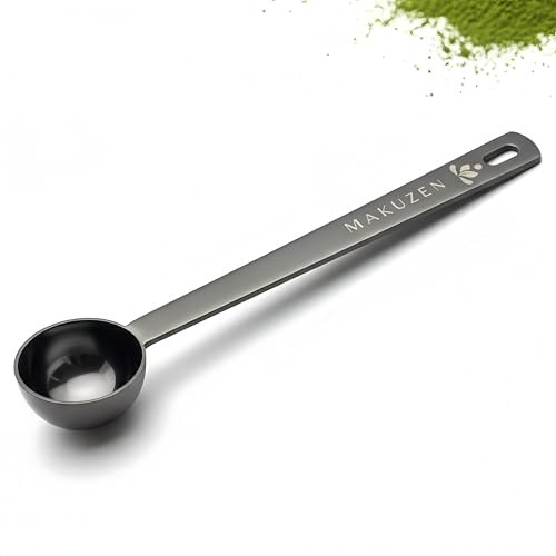 MAKUZEN™ ZenScoop™ – Matcha Tea Spoon for Perfect Serving Size, 1g Approx., Long Handle with Hanging Hole, 2.5 ml 304 Stainless Steel total length 13.3cm