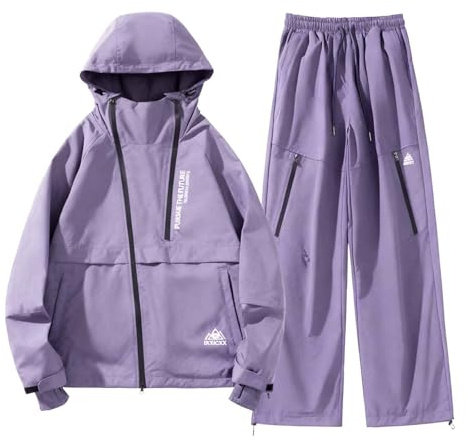 MODSGUE Combinaison de ski pour homme - 2 pièces - Veste et pantalon - Combinaison de neige - Hiver chaud - Pour la randonnée, le ski, le snowboard - 2 pièces - Imperméable - Coupe-vent, Violet, 5XL