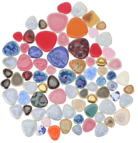 Veemoon Piastrelle Fai da Te Ciottoli in Ceramica Irregolari 500g, Materiale Pietra Particellare Leggero e Resistente per Mosaici Artigianali, Assortimento Creativo per Decorazioni Casa e