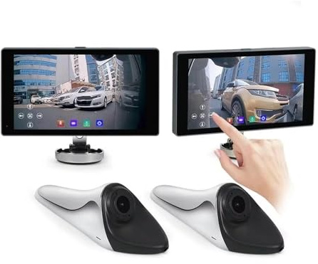 Auto Retrocamera Monitor Di Parcheggio AHD Touch Screen Da 5 Pollici 1080P Per Auto Con Telecamera Posteriore Sinistra E Destra Con Avviso Angolo Cieco