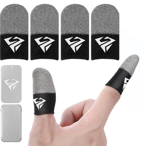 4er-Pack Fingerlinge für Gaming 24-Nadel-Daumenhülle,Gamer-Fingerhandschuhe | Faser Touchscreens, Daumenabdeckungen mit Aufbewahrungsbox, mobile Gaming-Schutzhüllen, alle Smartphones, Tablets und Geräte
