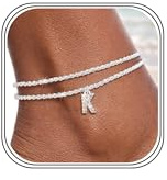 Astravia Fußkettchen für Damen, 925 Sterling Silber, Buchstaben Fussketten mit Anhänger, Silber Fußkette Verstellbar, Personalisierte Alphabet Fußkette, Sommer FußSchmuck Geschenk für Frauen