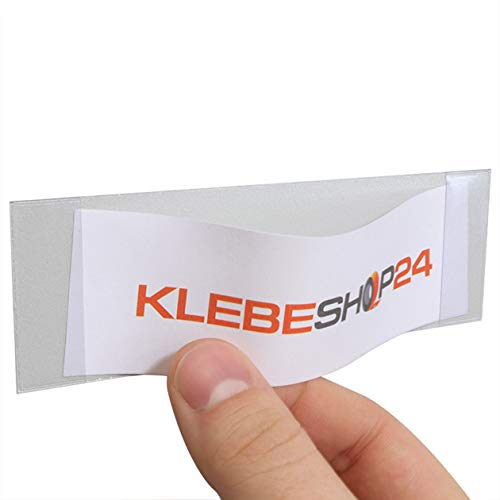 Klebeshop24 BESCHRIFTUNGSFENSTER SELBSTKLEBEND | Format + Menge wählbar | Transparent | Mittig offen / 125 x 40 mm, 96 Stück