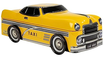 Powerhaus24 - Boîte métallique en forme de Taxi New York - Pour boîte cadeau, rangement, décoration, boîte à biscuits - Volume 1,3 l, avec recette PH24