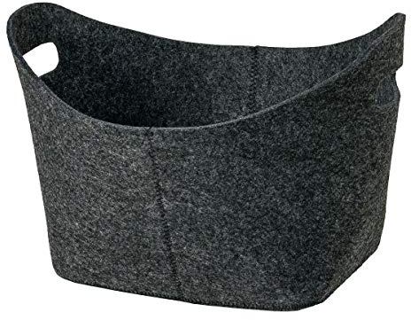 LaFiore24 kleiner stabiler Korb Filz oval Dunkelgrau ca. 35 x 27 x 24 cm