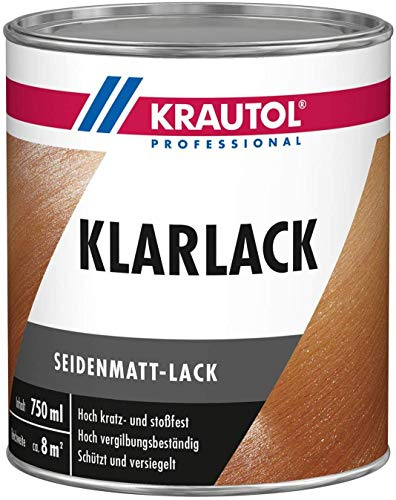 Krautol Klarlack Seidenmatt Acryl-Klarlack Holz-Schutzanstrich, 750 ml