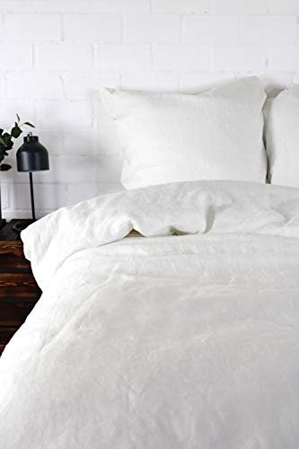 jilda-tex Leinenbettwäsche Uni Leinen Bettwäsche 135x200 cm + 80x80 cm 100% Leinen (Weiß, 135 x 200 cm)
