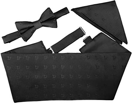 Men's Black Masonic Freemasons Cummerbund Set (includes Bow Tie & Hanky)