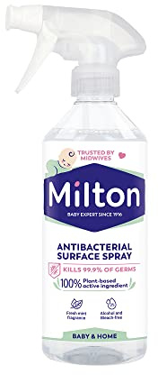 Milton Antibacterial Surface Spray 500ml, Kills 99.9% of Germs, 0% Alcohol and Bleach-Free, Pack of 6 Sprays, Vegan