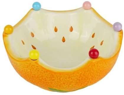 ZENGXJYCQINGJIANG frutero Frutero de cerámica con Forma Naranja y Cuentas Colores, Cuenco Decorativo for Aperitivos, Plato for Servir fruteros de Cocina